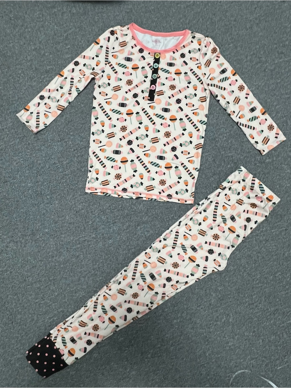 Matilda Jane Girl’s Pink Candy Print Halloween Long Sleeve Pajama Set 10T